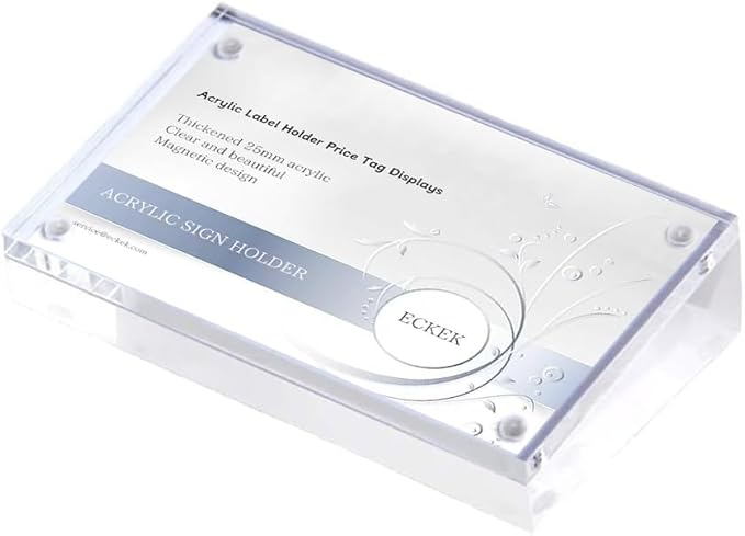Acrylic Label Holder Price Tag Displays Sign Holder Data Card Holder Table Top Sign Stand (90*55mm/3.54x2.17 inches)
