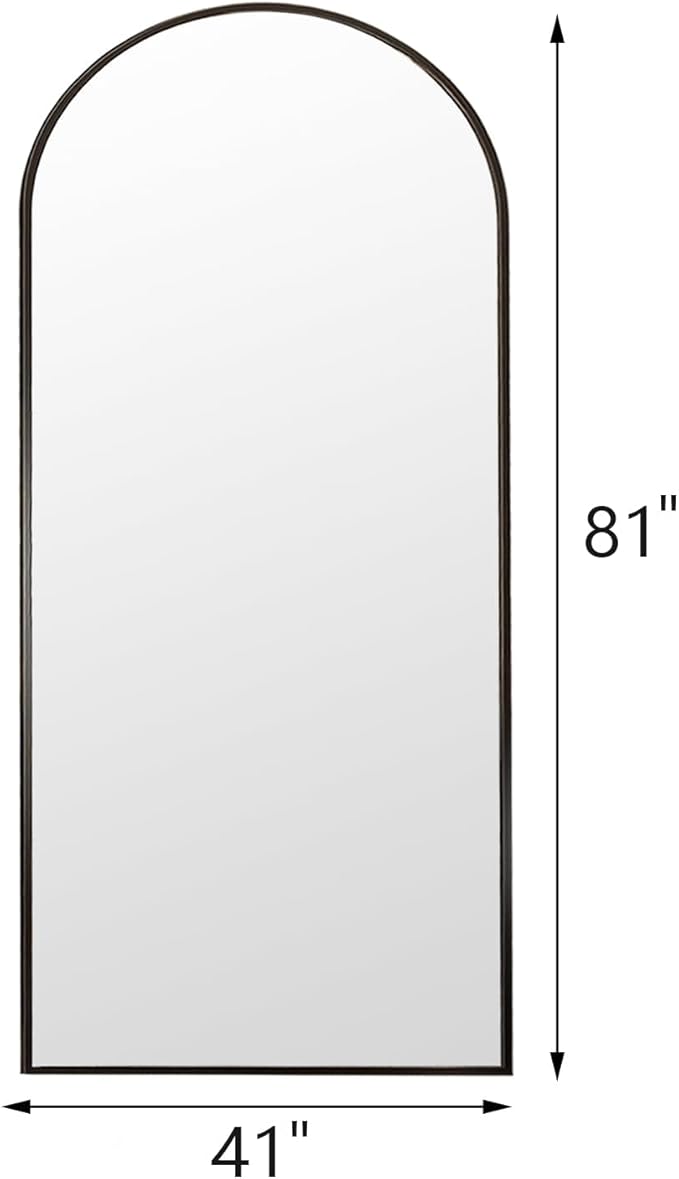 Floor Full Length Mirror, Arched Mirrors Full Length 81"x41" Freestanding Large & with Aluminum Frame&Wall Mounted & Hanging or Leaning& Full Body Mirror for Bedroom, Black