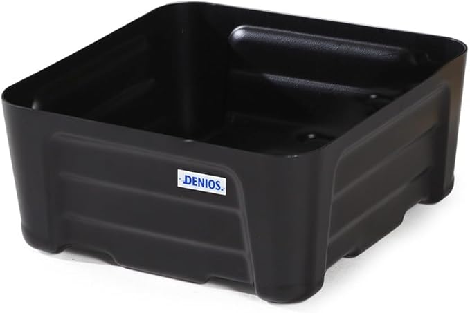 Denios Spill Containment Tray- 5.2 Gallon Spill Tray Capacity -Without Grate- 15.8""X15.8""X7.1 in (Extra Small), Black