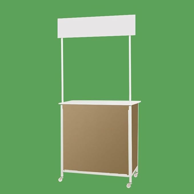 Folding Portable Promotion Counter Table - Pop Up Podium for Trade Shows, Events & Tastings, Commercial Display Booth Kiosk with Banner Stand(Size:80 * 40 * 80cm,Color:MDF Board)
