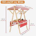 Foldable Vendor Cart with Wheels - Portable Outdoor Concession Stand for Farmers Market, Fairs, Street Vending, Commercial Display Kiosk, Mobile Food Stall