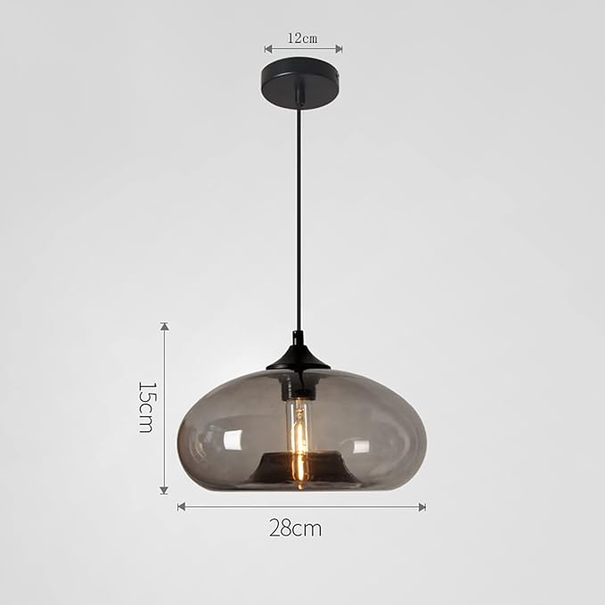 Industrial Pendant Light Shade of Onion Vintage Chandelier E26 Pendant Lighting for Kitchen Island Colorful Glass Cage (Grey)