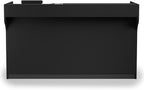 Free-Standing Black Melamine Register Stand, 72 w x 42 x 18-Inch, with Adjustable Shelves, Pull-Out Drawer, and Check Writing Area
