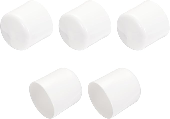 uxcell 5pcs Rubber End Caps 38mm ID Vinyl Round Tube Bolt Cap Cover Screw Thread Protectors White