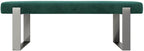 VANT Upholstered Bed Bench - Velvet Emerald Green - Brushed Nickel - Contemporary Modern, Bedroom Bench Seat, Hallway, or Entryway