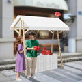Foldable Wooden Market Stall Display Stand with Canopy & Tablecloth - Outdoor Concession Booth for Gifts, Crafts, Toys, Food & Lemonade - Portable Retail Kiosk (Red, 180x60cm)