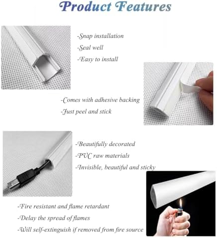 Self-Adhesive PVC Corner Cord Cover, Black Cable Floor Strip Protector for Home & Office, Wire Hider & Management Solution, Mounted Wire Channels (NO.3)