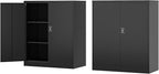 Metal Storage Cabinet-36” Tall Steel File Cabinets with Lockable Doors and Adjustable Shelves-Black Steel Storage Cabinet for Home Office, School, Garage