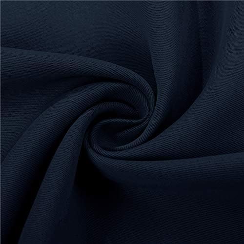 PONY DANCE Curtains Light Block - Thermal Insulated Rod Pocket Draperies Energy Saving/Short Window Covering for Bedroom Bay Windows, 52 Wide by 63 inch Drop, Navy Blue, 2 Panels