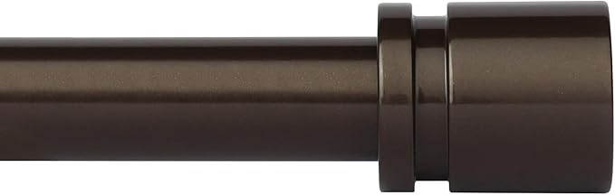 Curtain Rods for Windows 16 to 120 Inches Adjustable Length 1 Inch Diameter Window Curtain Rod with Aluminium End Cap, Antique Bronze