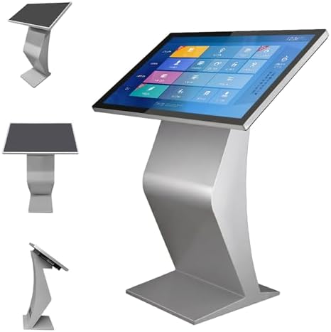 22" LCD Touch Screen Digital Signage Kiosk, K-Style Stand for Mall Navigation, Self-Ordering, Advertising - Versatile Digital Display Solution, Silver Finish