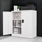 Letaya Metal Storage Cabinets with Lock Door,2 Adjustable Shelves Organizer Steel Storage Cabinets for Home,Office,Warehouse,Garage,Employee Lockers(White)