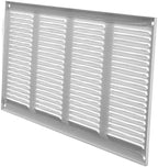 Repa Market Air Vent Cover 16x8 Inch (Outer Dimensions) White Galvanized Steel Louvered Grill Cover with Mesh Screen/Wall or Ceiling Vent/HVAC Register for Indoor and Outdoor Ventilation