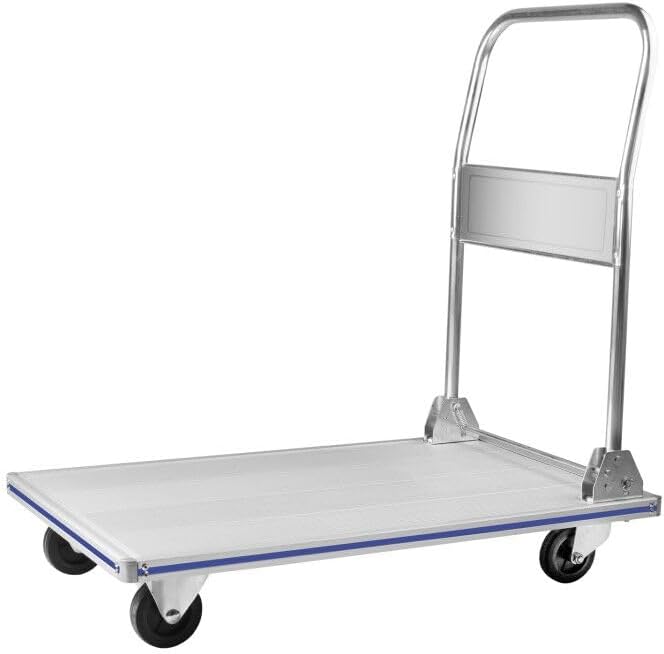 LEADALLWAY Platform Truck 35" Lx21 W Large Size Foldable Push Cart Dolly Aluminum Heavy Duty 800lbs Capacity