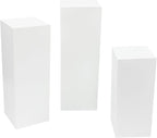 3 PCS Square Pedestal Stands, Free Standing Metal White Flower Display Rack Stand, Reusable Plinths Dessert Table, Tall Pedestal Cake Cube Display Pillars for Wedding, Birthday Decorations