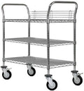 Omega 3 Tier Heavy Duty Rolling Utility Carts with Wheels and Handle Bar, NSF Certified 1200LBS, Commercial Serving Storage Cart for Warehouse Garage Kitchen, 21" Deep x 30" Wide x 39" High, Silver