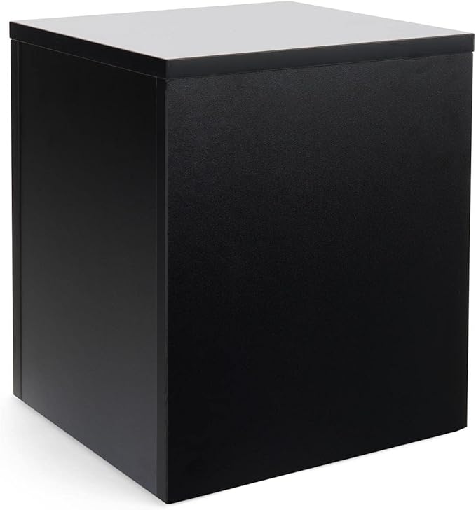 Displays2go Black Retail Display Pedestal with Collapsible Design – Black (WDCUBEBLK1)