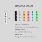 30 Pack Charger Cable Saver, Silicone Flexible Cord Protector, Mouse Cable Wire Protector Compatible for iPhone, iPad, iPod, MacBook (Black, Pink, Grey, Yellow, Blue, Green)