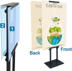 Heavy Duty Pedestal Poster Sign Stand for Display Double Sided Poster Stand Adjustable Height Up to 80 Inches w/ Non-Slip Base Floor Standing Sign Holder for Board & Foam Sign,Wedding,Restaurant