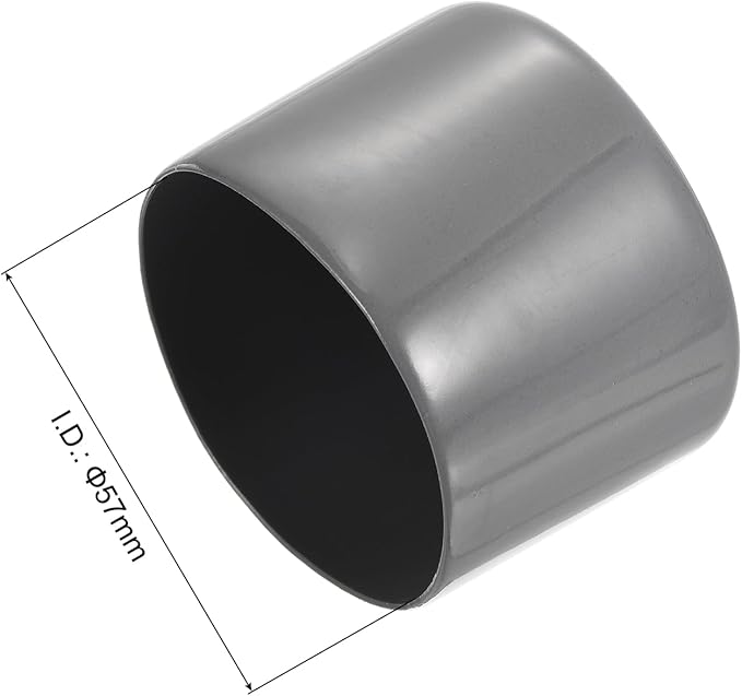 uxcell 4pcs Rubber End Caps 57mm ID Vinyl Round End Cap Cover Screw Thread Protectors Dark Grey, 40mm Height