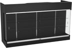 72" W x 22" D x 42" H - Ledgetop Checkout Counter with Glass Showcase View Front, Black Wooden Cash Register Stand with Showcase,Retail Glass Display Cabinet Counter