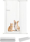 Lumizone Extra Tall Cat Gate 61.02" High Pressure Mounted Extra Wide 2025 New (17 Sizes) 1.37" Gap No Drilling Auto-Close One-Handed Operation Tall Pet Gate for Dogs(White, 61.02" H x 38.39"-42.51" W)