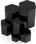 Jetec Hexagonal Jewelry Display Risers Hexagonal Market Display Risers Stands Acrylic Showcase Acrylic Stand for Jewelry Model Figures Decoration, 6 Sizes(Black,6 Pieces)