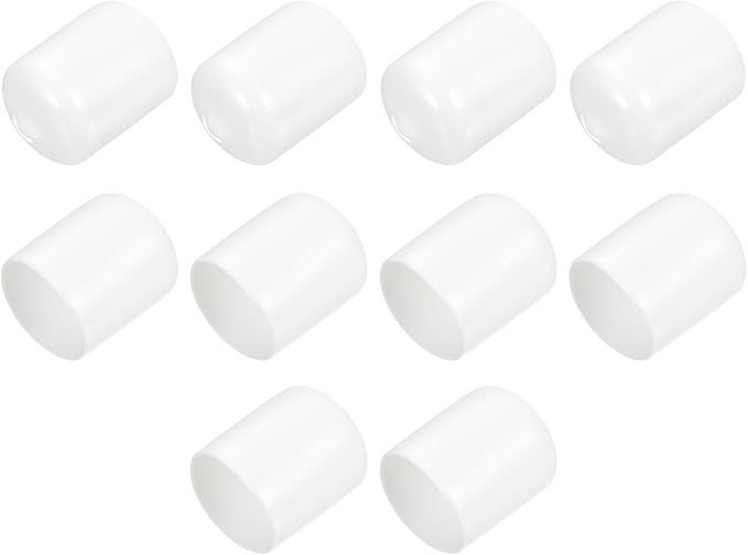 uxcell 10pcs Rubber End Caps 21mm ID Vinyl Round End Cap Cover Screw Thread Protectors White