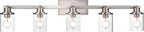 Yaohong 5-Light Brushed Nickel Track Lighting Fixture for Ceiling Mounting Bathroom Vanity Wall Scones with Rotatable Spotlight, Kitchen Track Lighting Fixture with Glass Shade for a Shop Hallway