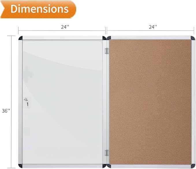 VIZ-PRO Tamperproof Lockable Cork Noticeboard Class 1 Aluminium Framed 36x24 Inches, Pack of 2