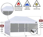 Eurmax USA 10'x20' Pop-up Canopy Tent Commercial Instant Canopies with 4 Removable Zipper End Side Walls and Roller Bag, Bonus 6 SandBags(Black)