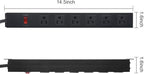 4Pack Metal Wall Mount Power Strip, Mountable Power Outlet with 6 AC Outlets, Aluminum Alloy Mount Power Socket with Switch, 6 FT SJT 3/C 14AWG Power Cord, 15A 125V 1875W (6AC)