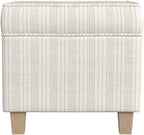 Homepop Home Decor Classic Square Storage Ottoman with Lift Off Lid | Ottoman with Storage for Living Room & Bedroom, Marigold Pinstripe Cream Fabric