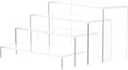 Black Matte Metal Display Stand,8 Pcs 2 Set Display Risers, Metal Rectangular Display Shelf for Showcase, Dessert, Toys, Perfume (Clear, L7 x8 x9)