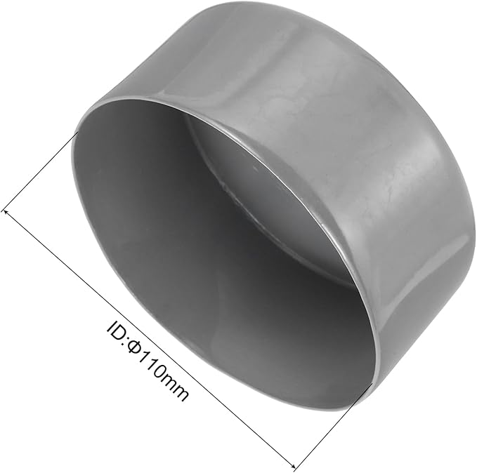 uxcell 4pcs Rubber End Caps 110mm ID Vinyl Round End Cap Cover Screw Thread Protectors Light Gray, 50mm Height