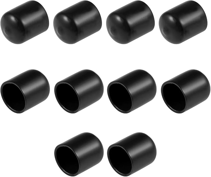 uxcell 10pcs Rubber End Caps 18mm ID Vinyl Round End Cap Cover Screw Thread Protectors Black