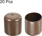 uxcell 20pcs Rubber End Caps 39mm(1 1/2") ID Vinyl PVC Round Tube Bolt Cap Cover Screw Thread Protectors Brown