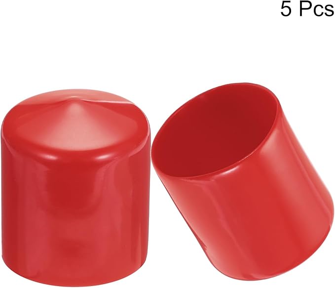 uxcell 5pcs Rubber End Caps 37mm ID Vinyl Round Tube Bolt Cap Cover Screw Thread Protectors Red