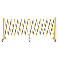 GYMTIME Metal Expandable Barricade, Safety Barrier with Casters, Retractable Traffic Fence, Mobile Temporary Folding Security Gate for Outdoor, Shopping Mall, 23 Feet, Yellow and Black