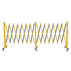GYMTIME Metal Expandable Barricade, Safety Barrier with Casters, Retractable Traffic Fence, Mobile Temporary Folding Security Gate for Outdoor, Shopping Mall, 23 Feet, Yellow and Black