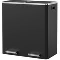 Arlopu Dual Trash Can, 2 x 8 Gallon (2 x 30 L) Hands-Free Trash and Recycle Bin Combo, Stainless Steel Kitchen Garbage Can with Soft-Close Lid, Removable Inner Buckets, Step Pedal, Airtight (Black)