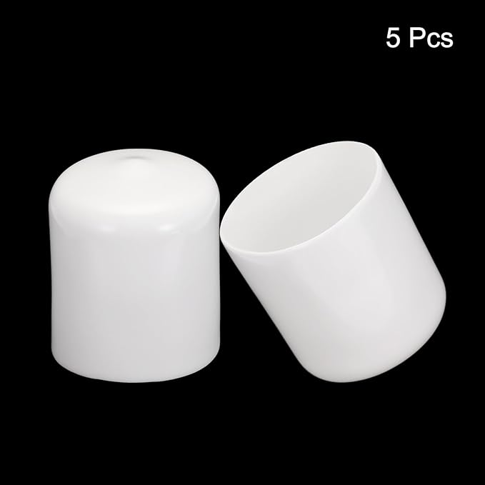 uxcell 5pcs Rubber End Caps 38mm ID Vinyl Round Tube Bolt Cap Cover Screw Thread Protectors White