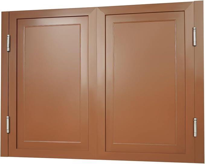 Solid Wood Interior Swing Door with Metal Hinges - Swinging Cafe Doors for Kitchen, Stairs, Bedroom Entrance & Partition (Brown, 47.2"X35.43")
