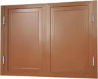 Solid Wood Interior Swing Door with Metal Hinges - Swinging Cafe Doors for Kitchen, Stairs, Bedroom Entrance & Partition (Brown, 47.2"X35.43")
