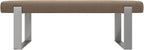 VANT Upholstered Bed Bench - Ribbed Taupe - Brushed Nickel - Contemporary Modern, Bedroom Bench Seat, Hallway, or Entryway