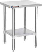 DuraSteel 30x24 Stainless Steel Work Table - NSF Commercial Prep Metal Table - Outdoor Pizza Oven Stand w/Under Shelf - Kitchen Island Laundry Utility Garage Microwave Stand Large Rolling Storage Cart