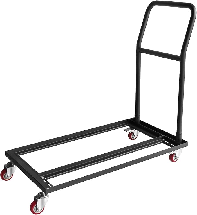 Black Multi-Function Folding Chair Dolly Cart Commercial with 2 Swivel Casters, Storage and Transport Dolly for Plastic Resin and Wood Folding Chairs