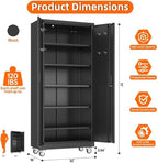 Aobabo Garage Storage Cabinet with Door Pegboard,Lockable Metal Storage Cabinet with 5 Adjustable Shelves for Garage Home,Required Assembly,Black