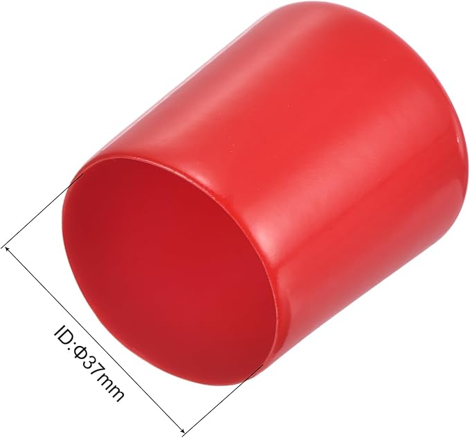 uxcell 4pcs Rubber End Caps 1 7/16"(37mm) ID Vinyl Round End Cap Cover Screw Thread Protectors Red, 30mm Height