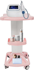 Pink Beauty Salon Trolley Cart with Silent Wheels,Mobile Aluminum and ABS Rolling Salon Cart Tattoo Table Work Station with Tray
